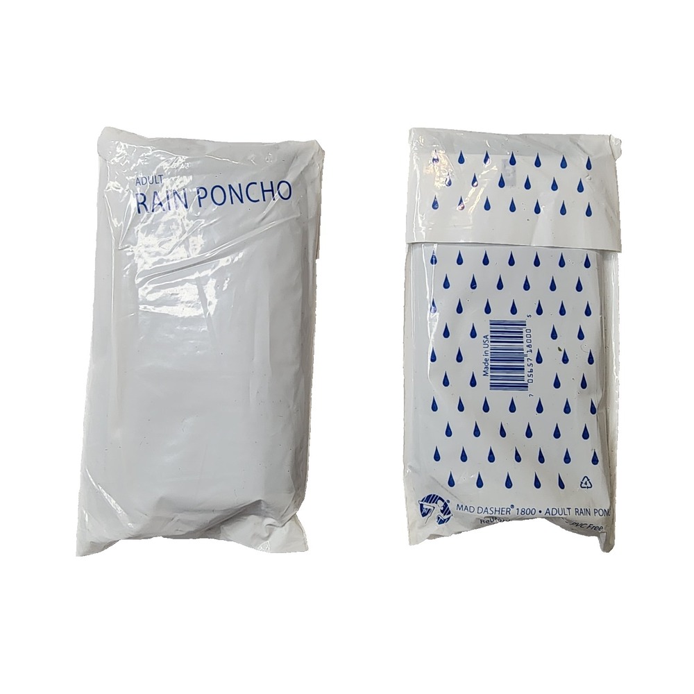 2 Pack Reusable Adult Rain Ponchos Light Weight Emergency Raincoat